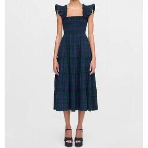 Hill House Ellie Blackwatch Tartan Midi Dress